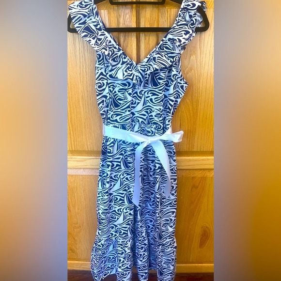 Vineyard Vines Dresses & Skirts - Vineyard Vines Summer Dress Sleeveless Nautical Pattern Navy White Size Medium